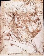 LEONARDO da Vinci Grotesque profile of a man oil painting artist
